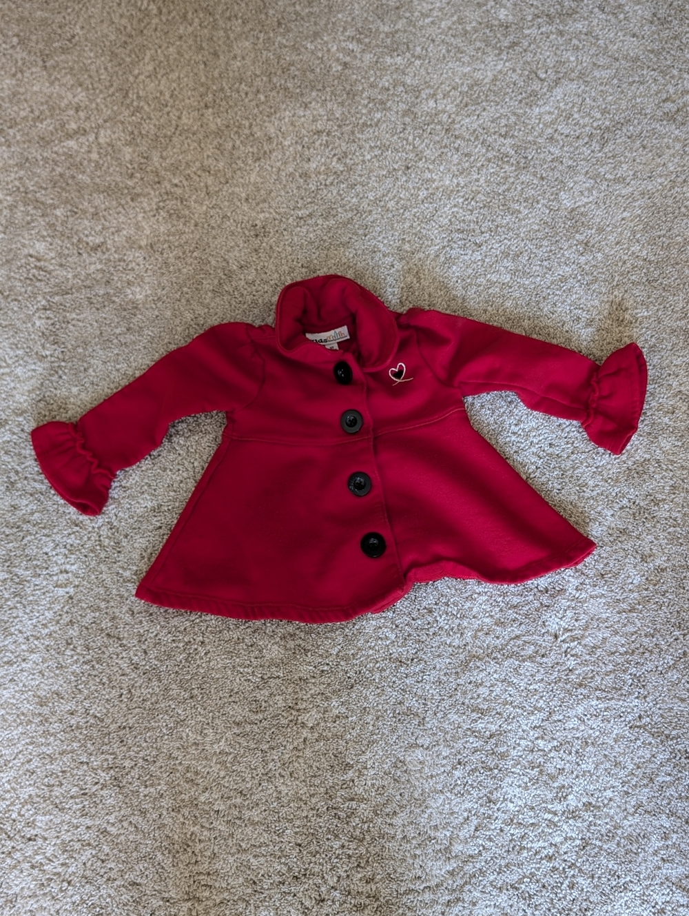 Kids Headquarters Red Girls' Peacoat with Heart Accent - 3T